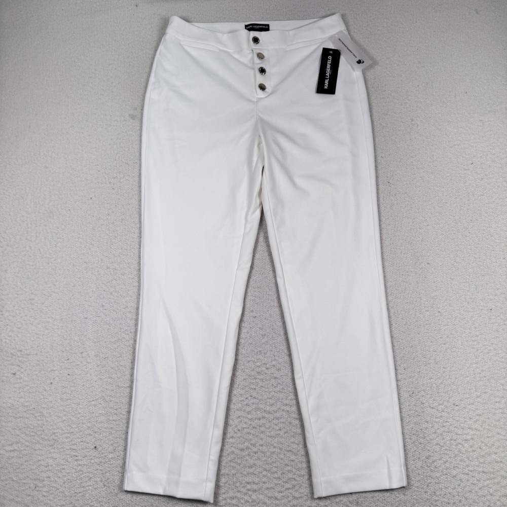 Karl Lagerfeld Stretch Crepe Dress Pants Women's 8‎ In Soft White NWT $89.50